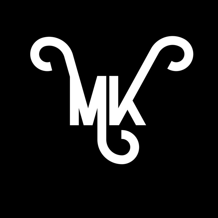 Vector diseño de letras del logotipo mk letras iniciales icono del logotipo mk letra abstracta mk plantilla de diseño de logotipo minimalista m k vector de diseño de letras con colores negros mk logotipo