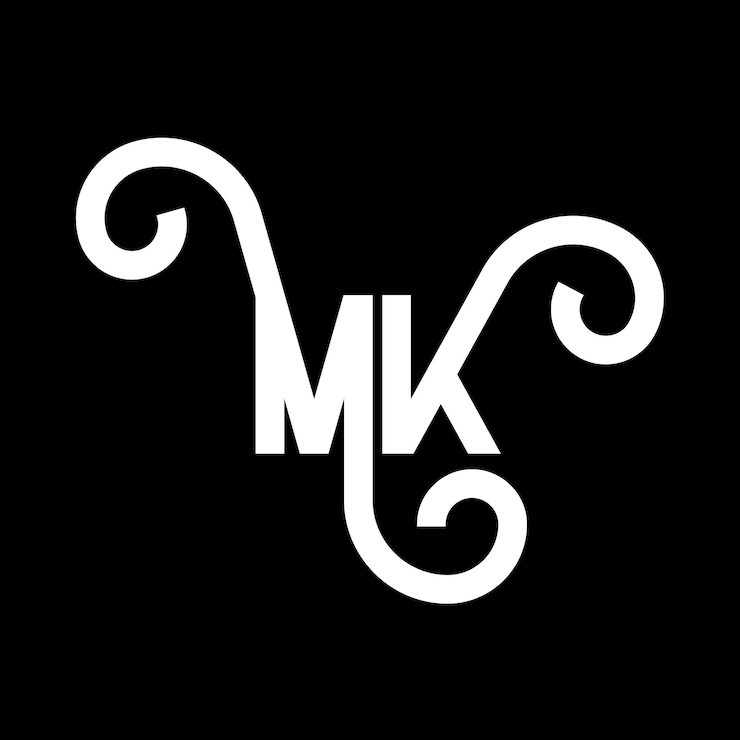 Vector diseño de letras del logotipo mk letras iniciales icono del logotipo mk letra abstracta mk plantilla de diseño de logotipo minimalista m k vector de diseño de letras con colores negros mk logotipo