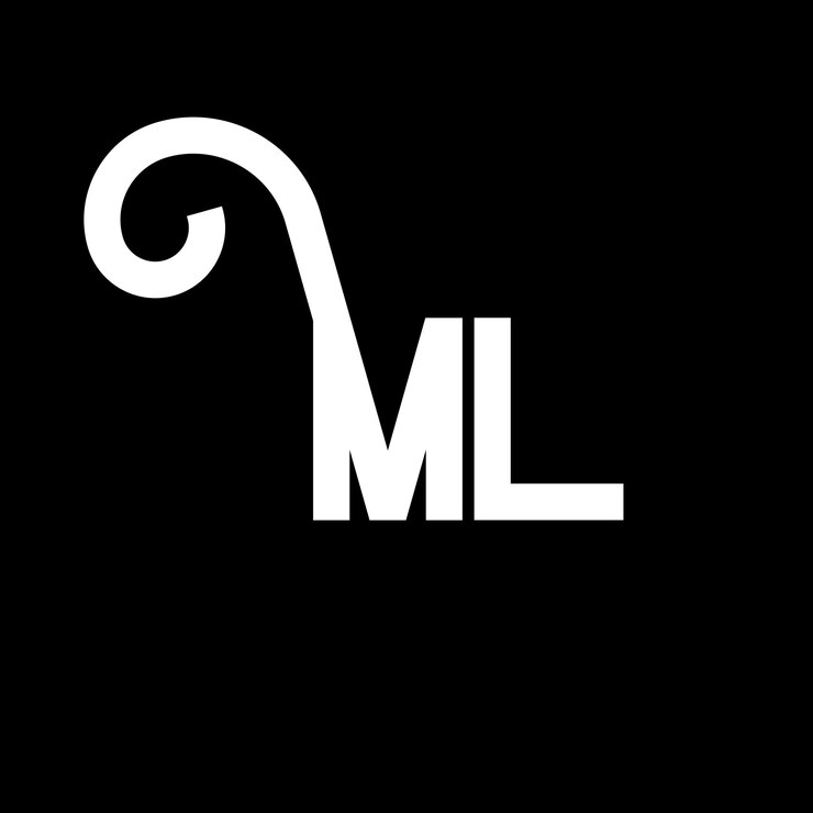 Vector diseño de letras del logotipo ml letras iniciales ícono del logotipoml letras abstractasml plantilla de diseño de logotipo minimalistaml vector de diseño de letras ml con colores negrosml logotipo