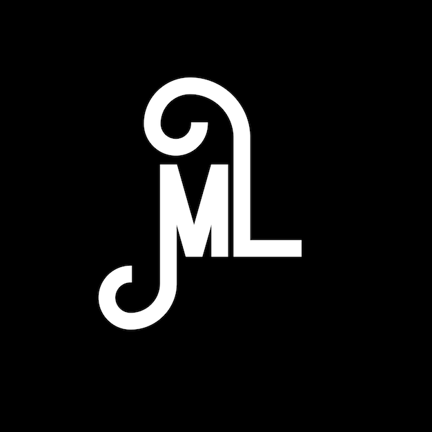 Diseño de letras del logotipo ML Letras iniciales Ícono del logotipoML Letras abstractasML plantilla de diseño de logotipo minimalistaML Vector de diseño de letras ML con colores negrosML logotipo