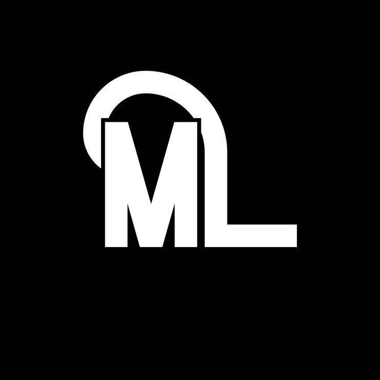 Vector diseño de letras del logotipo ml letras iniciales ícono del logotipoml letras abstractasml plantilla de diseño de logotipo minimalistaml vector de diseño de letras ml con colores negrosml logotipo