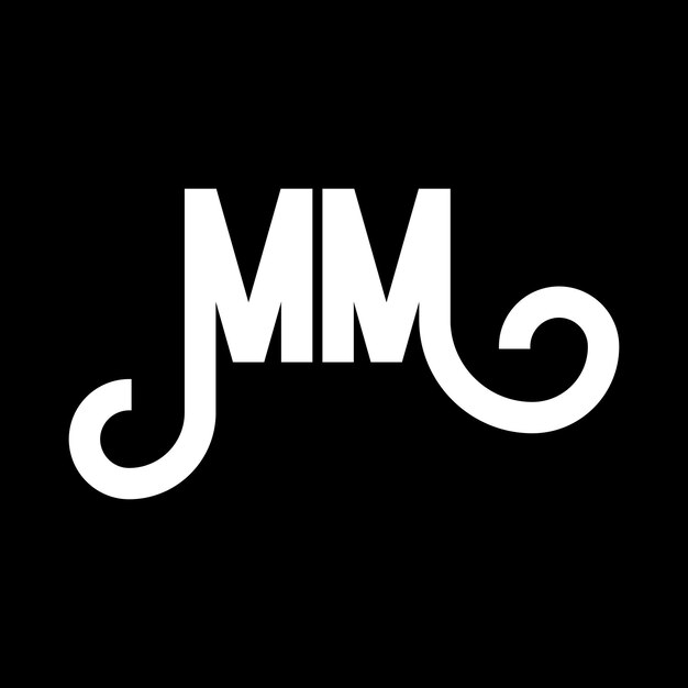 Diseño de letras del logotipo MM Letras iniciales del icono del logotipoMM Letra abstractaMM plantilla de diseño de logotipo mínimoMM Vector de diseño de letras con colores negrosMM logotipo