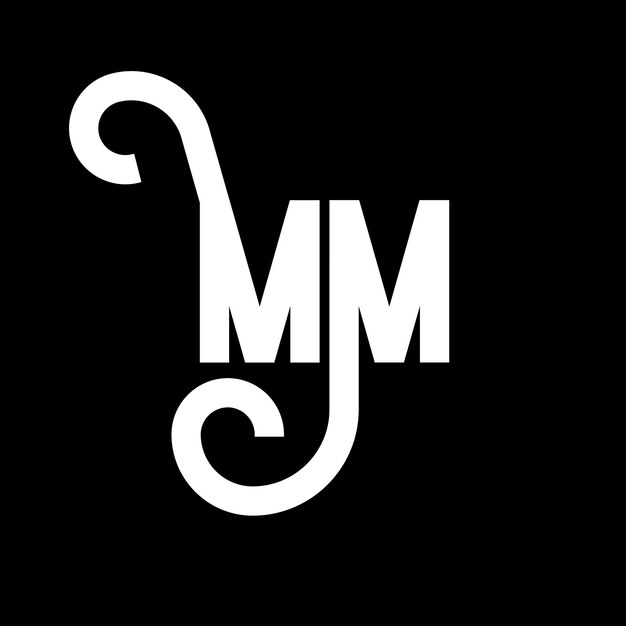 Diseño de letras del logotipo MM Letras iniciales del icono del logotipoMM Letra abstractaMM plantilla de diseño de logotipo mínimoMM Vector de diseño de letras con colores negrosMM logotipo