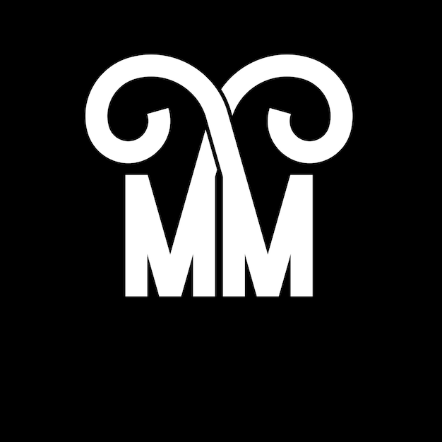 Diseño de letras del logotipo MM Letras iniciales del icono del logotipoMM Letra abstractaMM plantilla de diseño de logotipo mínimoMM Vector de diseño de letras con colores negrosMM logotipo
