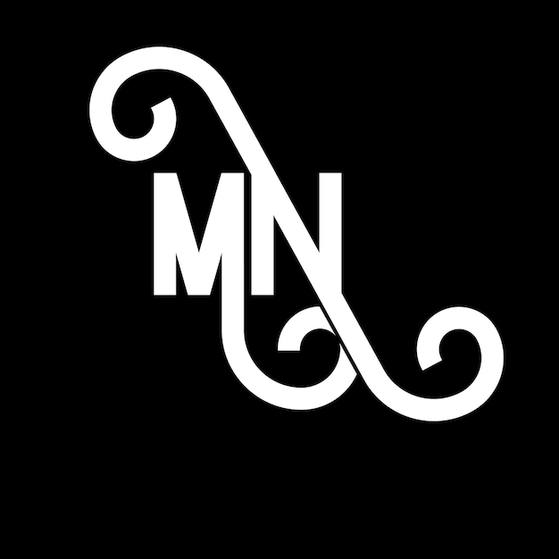 Diseño de letras del logotipo MN Letras iniciales del icono del logotipo NM Letra abstracta MN plantilla de diseño de logotipo minimalista MN Vector de diseño de letras con colores negros mn logotipo