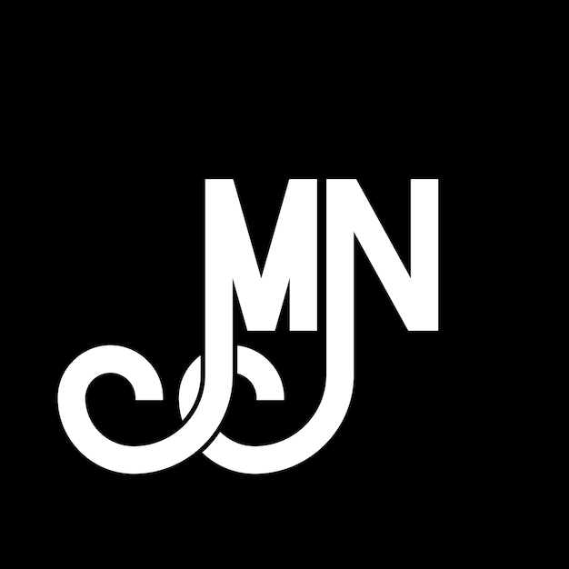 Diseño de letras del logotipo MN Letras iniciales del icono del logotipo NM Letra abstracta MN plantilla de diseño de logotipo minimalista MN Vector de diseño de letras con colores negros mn logotipo