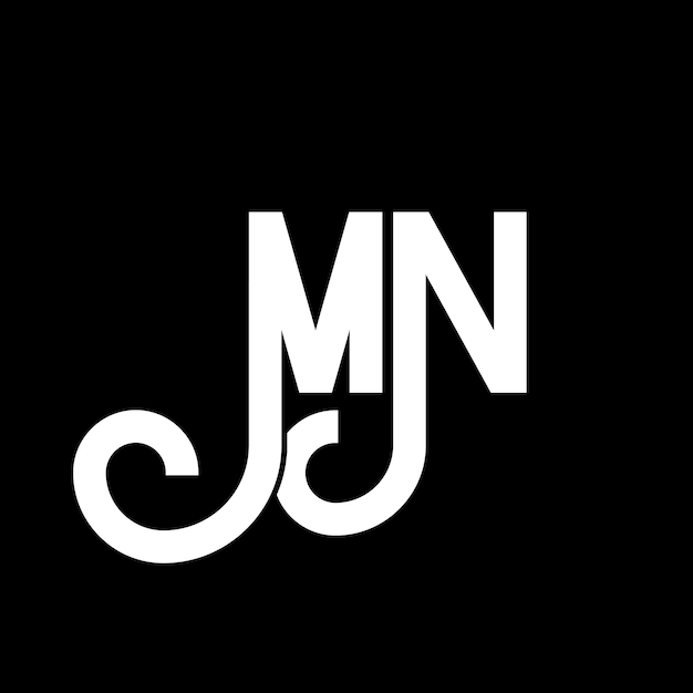 Diseño de letras del logotipo MN Letras iniciales del icono del logotipo NM Letra abstracta MN plantilla de diseño de logotipo minimalista MN Vector de diseño de letras con colores negros mn logotipo