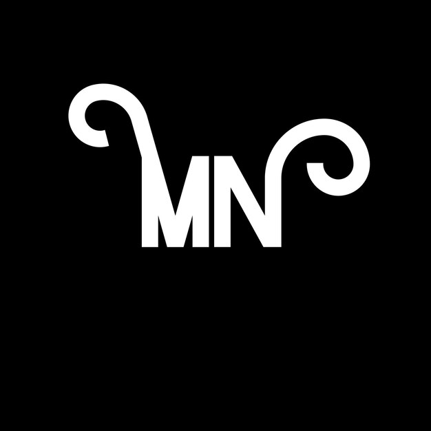 Diseño de letras del logotipo MN Letras iniciales del icono del logotipo NM Letra abstracta MN plantilla de diseño de logotipo minimalista MN Vector de diseño de letras con colores negros mn logotipo