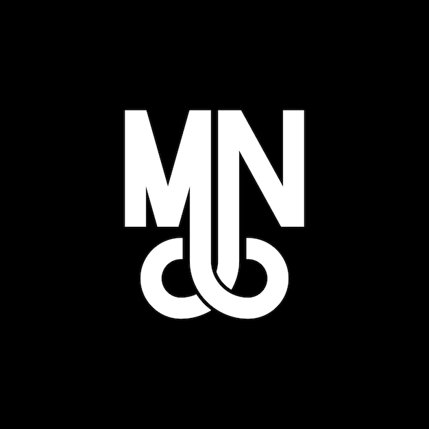 Diseño de letras del logotipo MN Letras iniciales del icono del logotipo NM Letra abstracta MN plantilla de diseño de logotipo minimalista MN Vector de diseño de letras con colores negros mn logotipo
