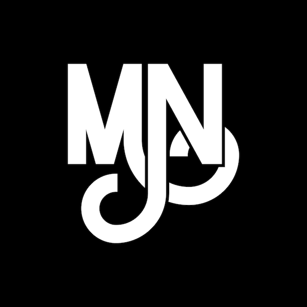 Diseño de letras del logotipo MN Letras iniciales del icono del logotipo NM Letra abstracta MN plantilla de diseño de logotipo minimalista MN Vector de diseño de letras con colores negros mn logotipo