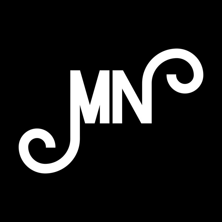 Vector diseño de letras del logotipo mn letras iniciales del icono del logotipo nm letra abstracta mn plantilla de diseño de logotipo minimalista mn vector de diseño de letras con colores negros mn logotipo