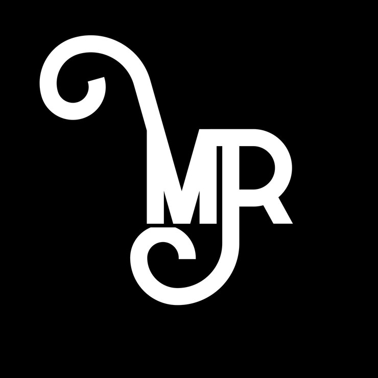Vector diseño de letras del logotipo mr letras iniciales del icono del logotip mr letra abstracta mr plantilla mínima de diseño del logotipo m r vector de diseño de letras con colores negros mr logotipo