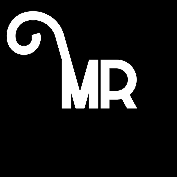 Vector diseño de letras del logotipo mr letras iniciales del icono del logotip mr letra abstracta mr plantilla mínima de diseño del logotipo m r vector de diseño de letras con colores negros mr logotipo