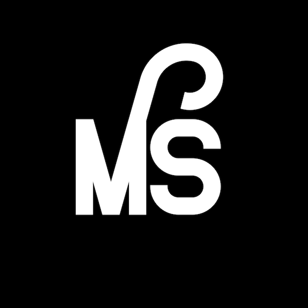 Diseño de letras del logotipo de MS Letras iniciales icono del logotipio de MS Letra abstracta plantilla de diseño de logotipio mínimo de MS Vector de diseño de letras de MS con colores negros