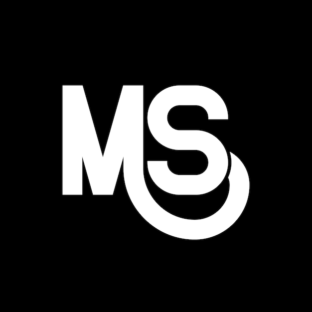 Diseño de letras del logotipo de MS Letras iniciales icono del logotipio de MS Letra abstracta plantilla de diseño de logotipio mínimo de MS Vector de diseño de letras de MS con colores negros