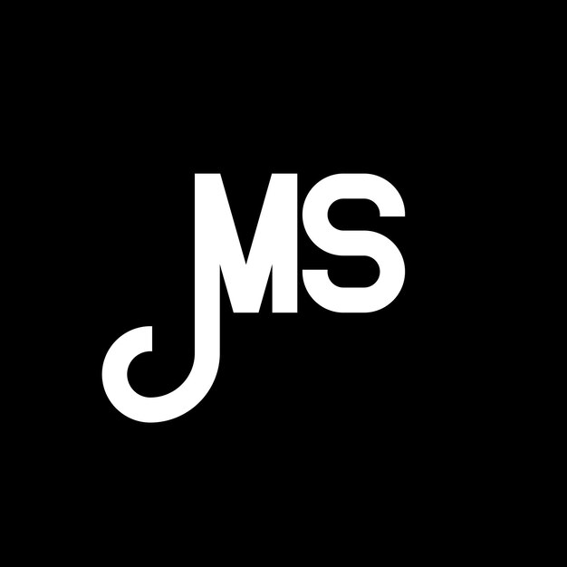 Diseño de letras del logotipo de MS Letras iniciales icono del logotipio de MS Letra abstracta plantilla de diseño de logotipio mínimo de MS Vector de diseño de letras de MS con colores negros