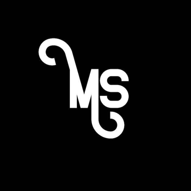 Diseño de letras del logotipo de MS Letras iniciales icono del logotipio de MS Letra abstracta plantilla de diseño de logotipio mínimo de MS Vector de diseño de letras de MS con colores negros