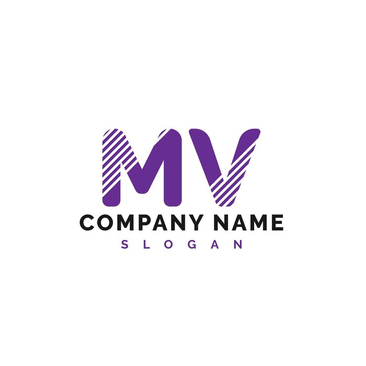 Diseño de letras del logotipo de MV Vector Ilustración del vector de letras del logotipo de MV