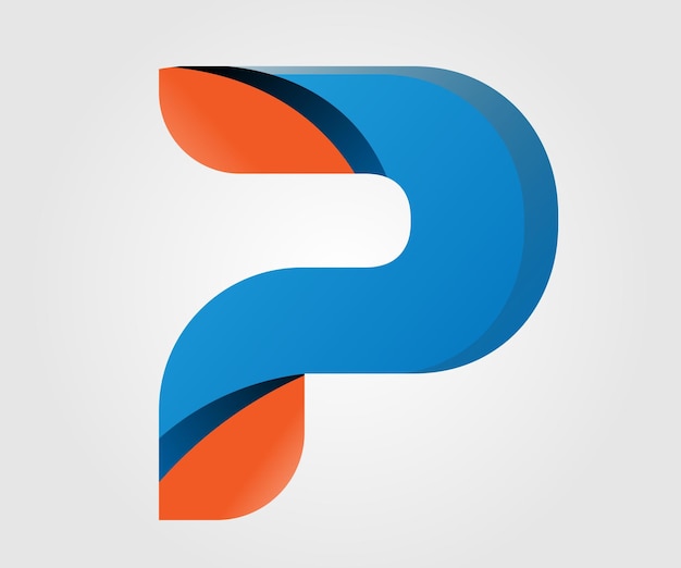 Diseño de letras del logotipo p tipografía azul y naranja