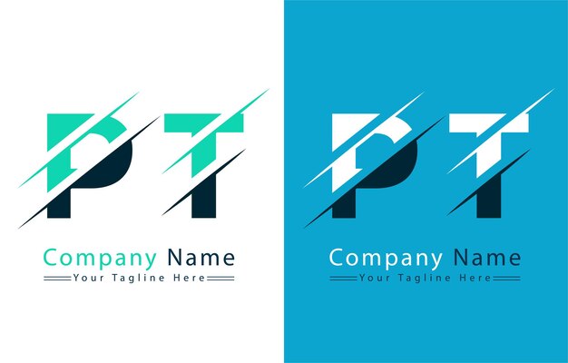 Diseño de letras del logotipo PT plantilla Ilustración del logotipo vectorial