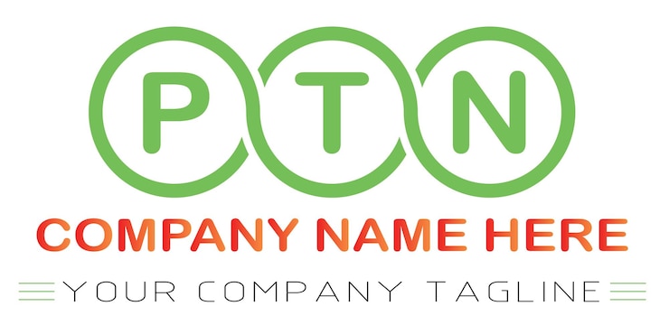 Vector diseño de las letras del logotipo de ptn