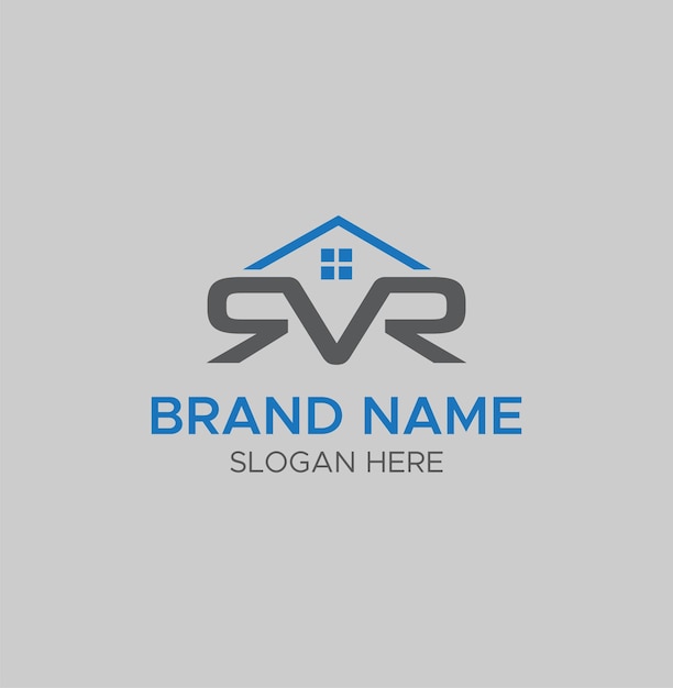 Diseño de letras del logotipo SVR con plantilla vectorial del logotipo de la casa
