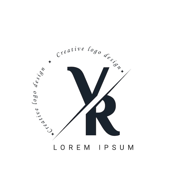 Diseño de letras de logotipo VR con un corte creativo Diseño de logotipo creativo