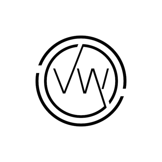 Diseño de letras del logotipo de VW plantilla vector iniciales creativas letra concepto del logotipo de VW