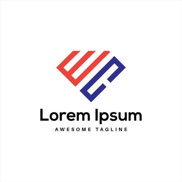 Diseño de letras de logotipo de WC con íconos creativos y para descarga gratuita