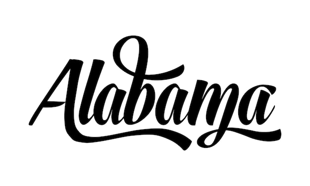 Diseño de letras a mano de Alabama Vector de caligrafía Vector de texto de Alabama Diseño tipográfico de moda