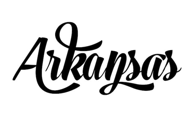 Diseño de letras a mano de Arkansas vector de caligrafía Arkansas vector de texto diseño de tipografía de moda