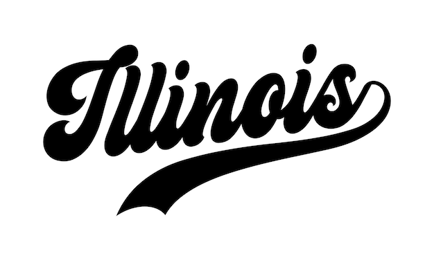 Diseño de letras a mano de Illinois Vector de caligrafía Vector de texto de Illinois Diseño de tipografía de moda