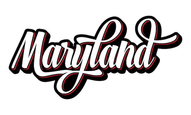 Diseño de letras a mano de Maryland Vector de caligrafía Vector de texto de Maryland Diseño de tipografía de moda