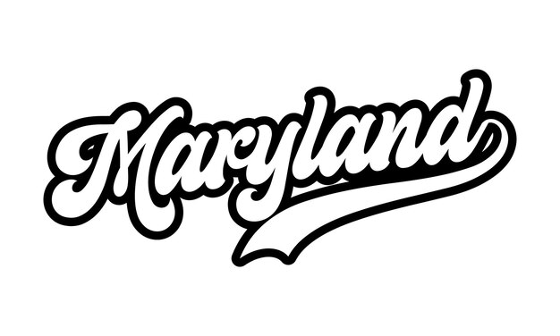 Diseño de letras a mano de Maryland Vector de caligrafía Vector de texto de Maryland Diseño de tipografía de moda