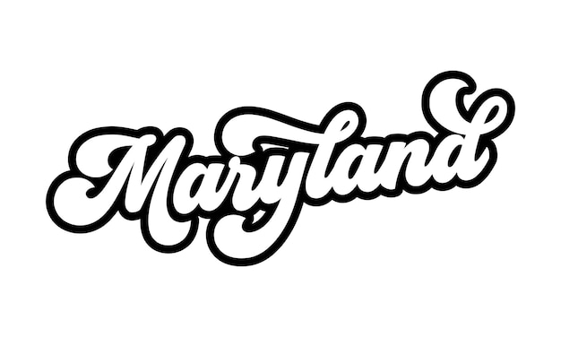 Diseño de letras a mano de Maryland Vector de caligrafía Vector de texto de Maryland Diseño de tipografía de moda