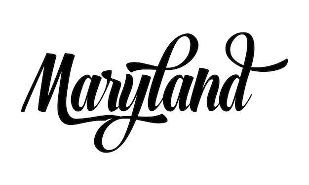 Diseño de letras a mano de Maryland Vector de caligrafía Vector de texto de Maryland Diseño de tipografía de moda