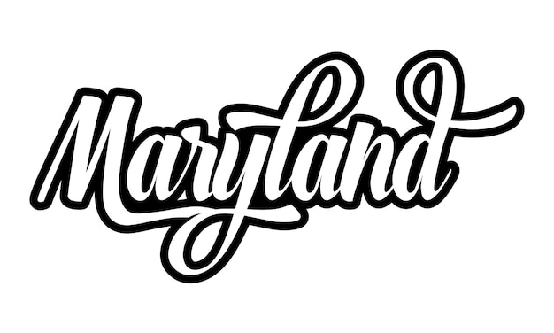 Diseño de letras a mano de Maryland Vector de caligrafía Vector de texto de Maryland Diseño de tipografía de moda
