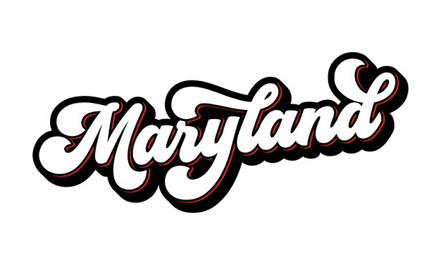 Diseño de letras a mano de Maryland Vector de caligrafía Vector de texto de Maryland Diseño de tipografía de moda