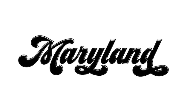 Diseño de letras a mano de Maryland Vector de caligrafía Vector de texto de Maryland Diseño de tipografía de moda