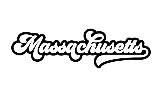 Diseño de letras a mano de Massachusetts Vector de caligrafía Vector de texto de Massachusetts Tipografía de moda