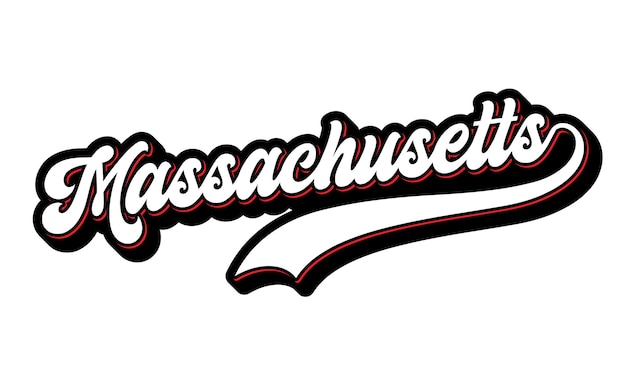 Diseño de letras a mano de Massachusetts Vector de caligrafía Vector de texto de Massachusetts Tipografía de moda