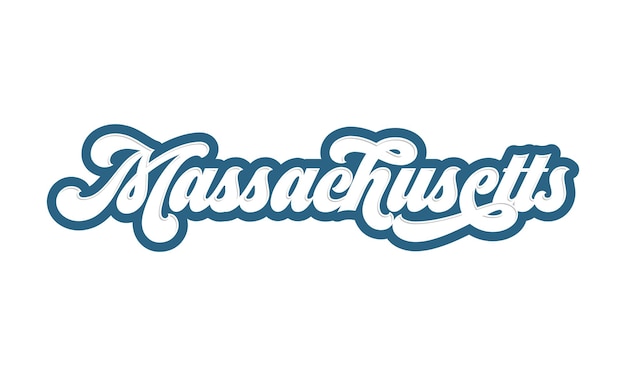 Diseño de letras a mano de Massachusetts Vector de caligrafía Vector de texto de Massachusetts Tipografía de moda