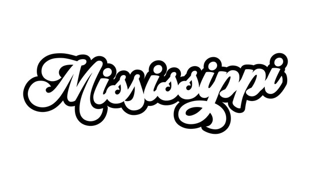Diseño de letras a mano de Mississippi Vector de caligrafía Vector de texto de Mississippi Tipografía de moda desi
