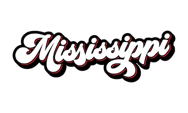 Diseño de letras a mano de Mississippi Vector de caligrafía Vector de texto de Mississippi Tipografía de moda desi