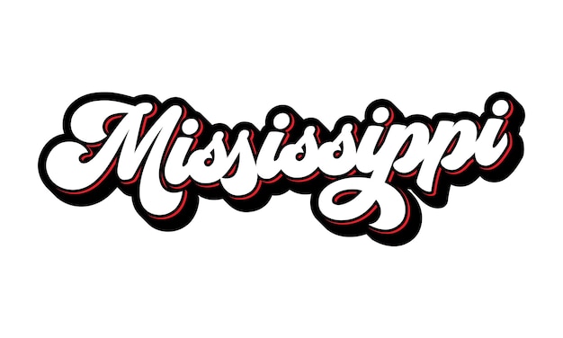 Vector diseño de letras a mano de mississippi vector de caligrafía vector de texto de mississippi tipografía de moda desi