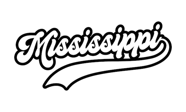 Vector diseño de letras a mano de mississippi vector de caligrafía vector de texto de mississippi tipografía de moda desi