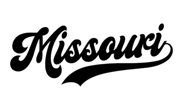 Diseño de letras a mano de Missouri Vector de caligrafía Vector de texto de Missouri Diseño de tipografía de moda