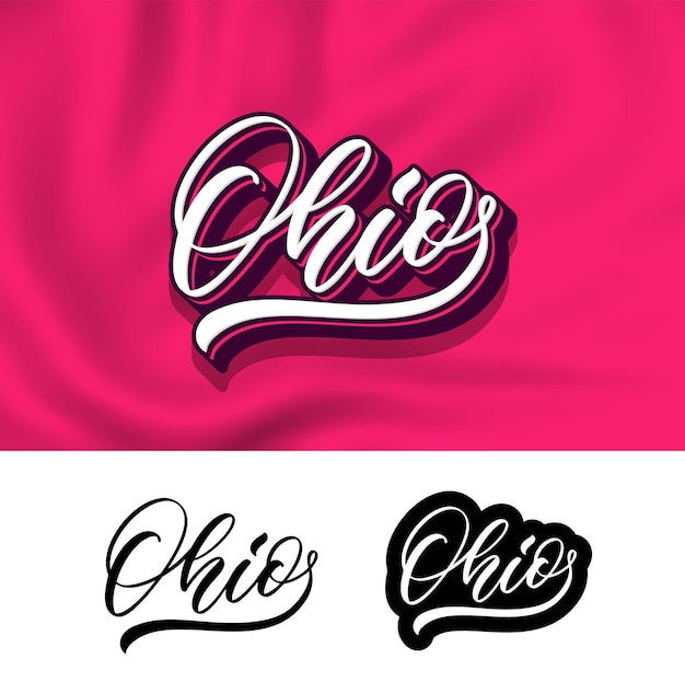 Diseño de letras a mano de ohio caligrafía moderna ilustración vectorial vector de texto de ohio diseño de tipografía de moda