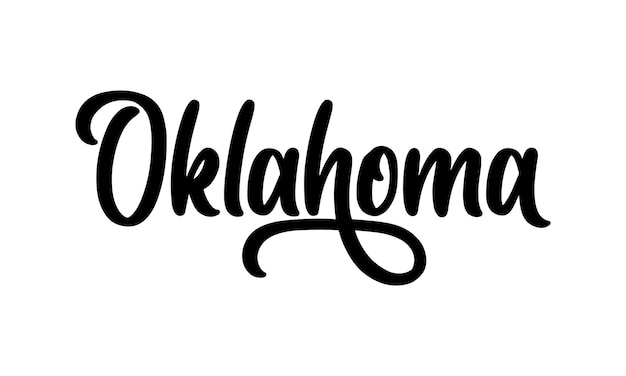 Diseño de letras a mano de Oklahoma Vector de caligrafía Vector de texto de Oklahoma Diseño de tipografía de moda