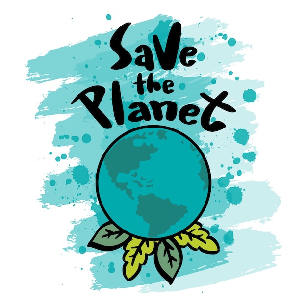 Vector diseño de letras manuscritas save the planet